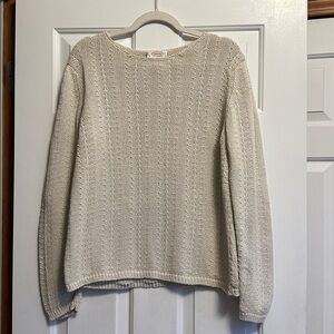 Talbots Cream  100% Cotton Sweater XL Classic Knit